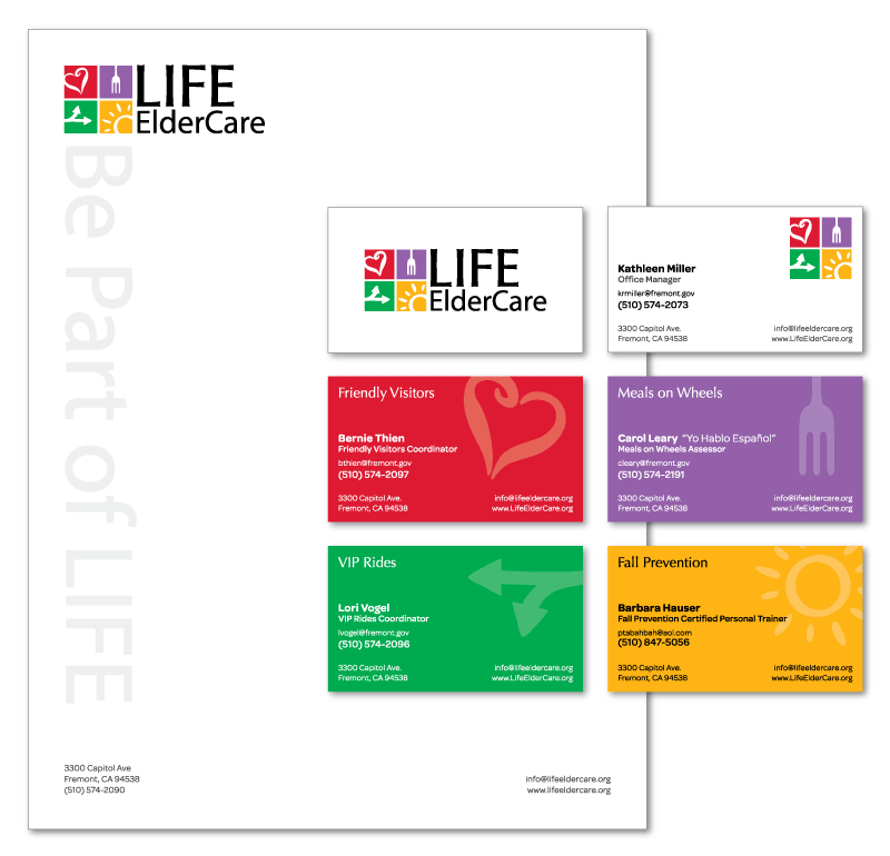 LIFE ElderCare Letterhead and Business Cards